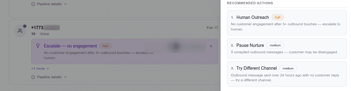 Contact detail with NBA menu