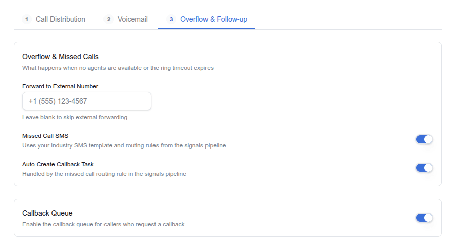 Overflow settings