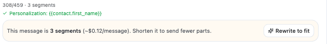 The Rewrite to fit action on a multi-segment message