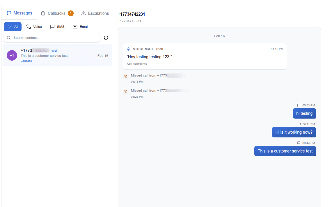 Conversations timeline