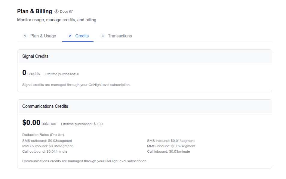 Credit wallets