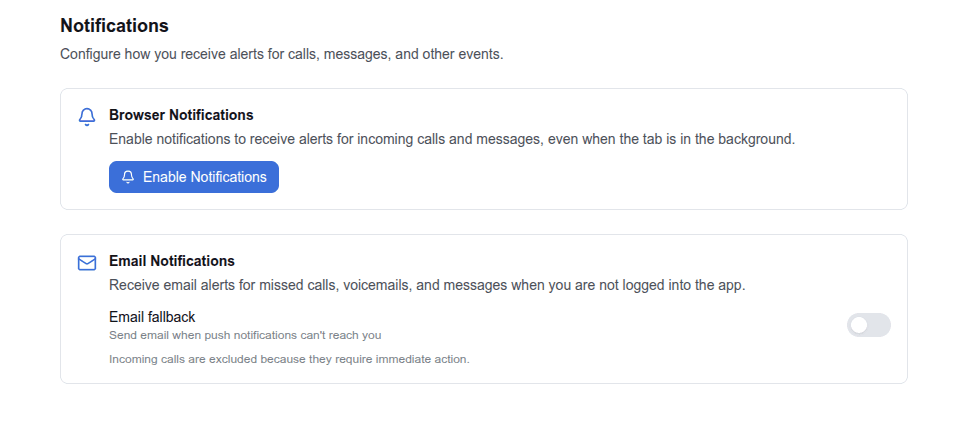 Notification settings