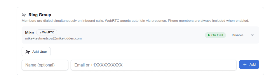 Ring group with agent presence