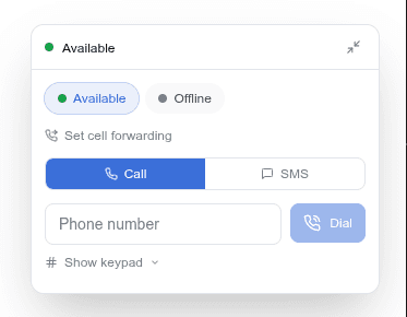 Expanded softphone with keypad